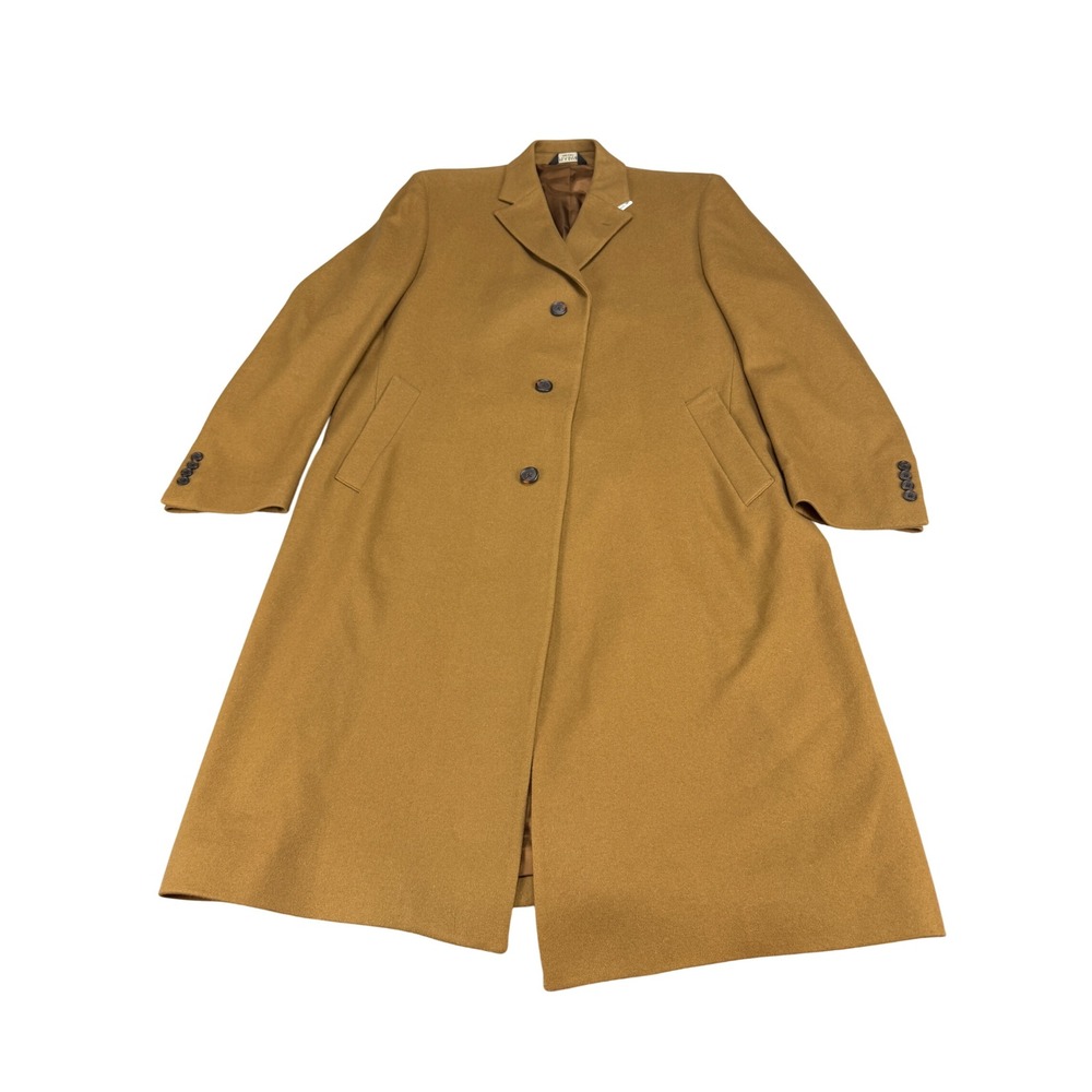 Jos A Bank Mens Camel Wool Overcoat Long Topcoat 44L New MSRP $450